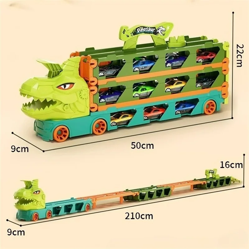 Large Car Transporter Truck Folding Track Racing Vehicle Kids Competitive Games Storage Alloy Car Boy Toy Children Birthday Gift