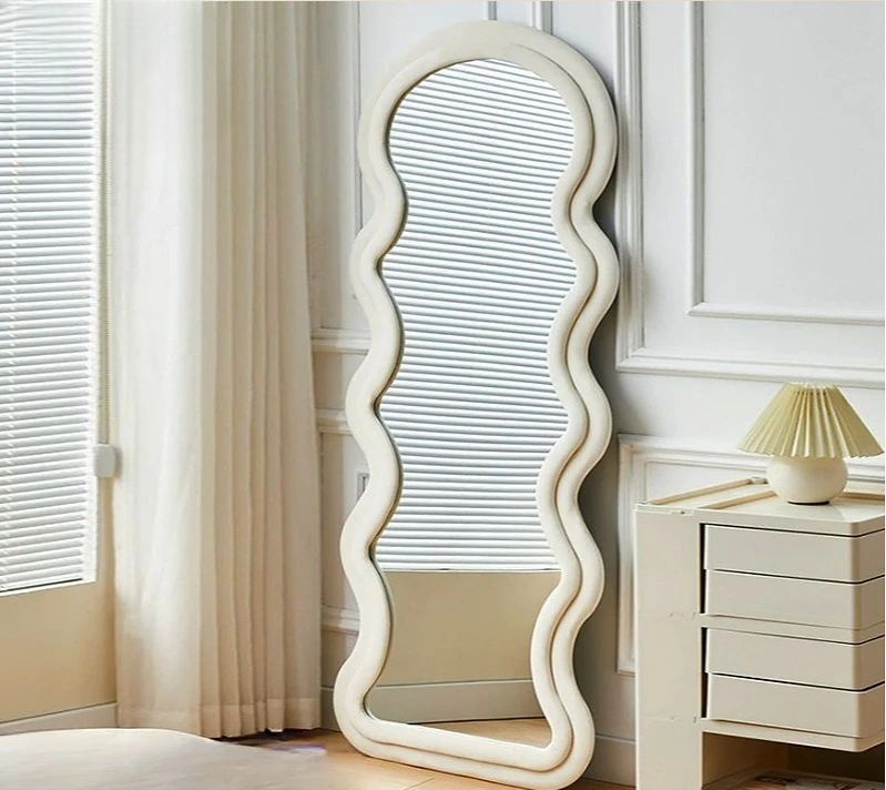 ins cream wind double-layer wave mirror full-length mirror floor-to-ceiling household full-length mirror girls bedroom fitting m