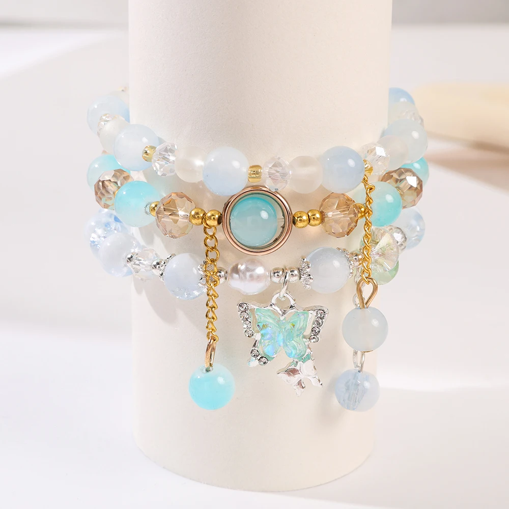 

FTCY Butterfly Crystal Bracelets Beaded Stretch Boho Bracelets Birthday Christmas Jewelry Gifts for Women Girl