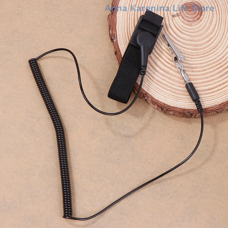 สาย Anti-Static สร้อยข้อมือโลหะปรับ Discharge CABLE สายรัดข้อมือ Hand Grounding ลวดไร้สายไร้สายคลิป