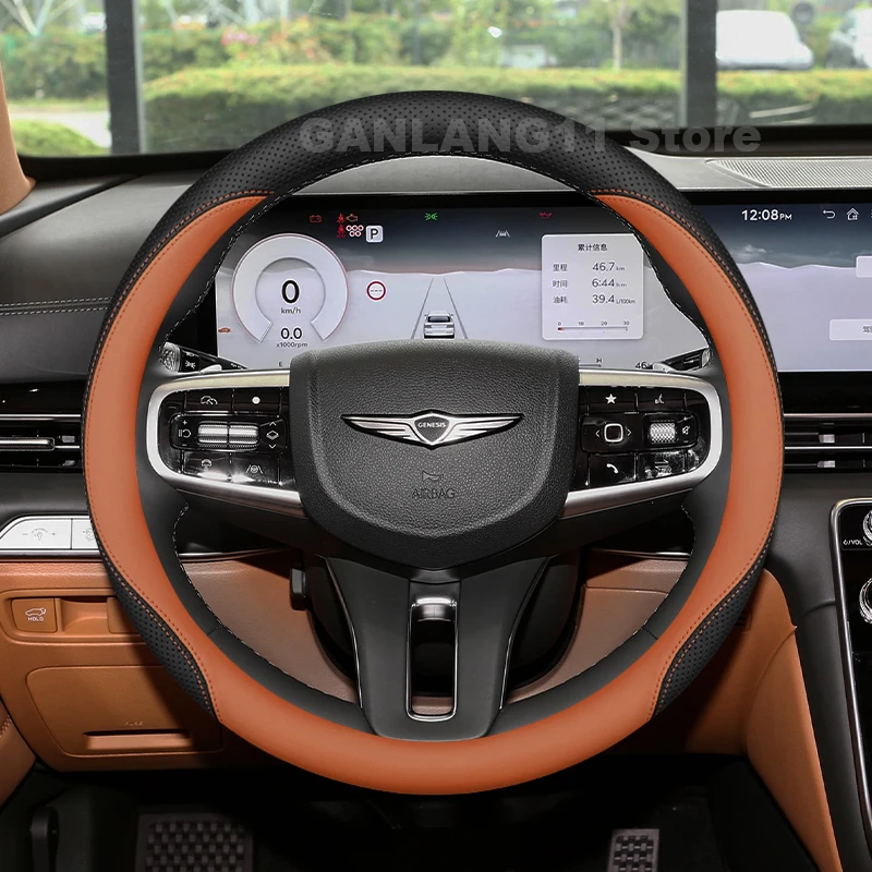 

Leather Car Steering Wheel Cover For Genesis GV80 GV60 2021-2025 Ultra Thin Auto Steering Wheel Genesis GV80 Accessories
