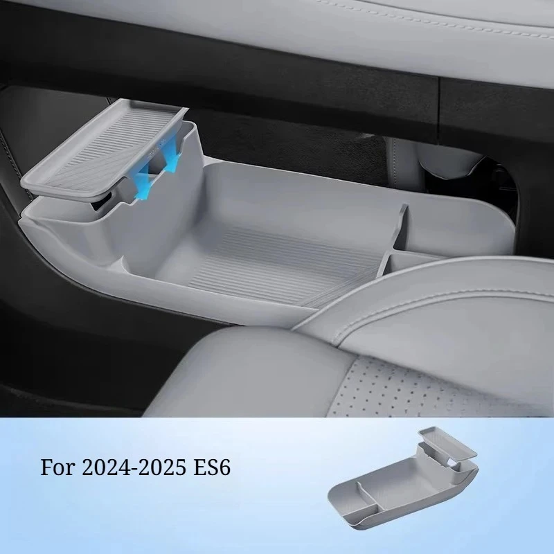 For NIO ES6 / EL6 2023-2026 Center Console Lower Storage Box - 2-Layer Organizer Tray, Silicone Interior Accessories