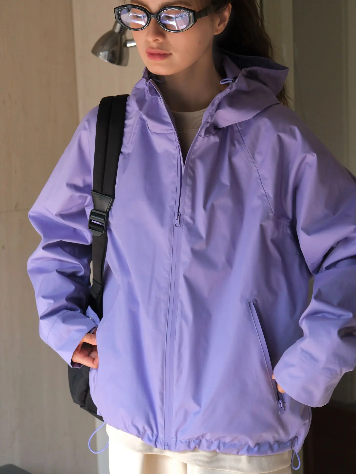 Autumn and winter women\'s casual solid color loose hooded jacket