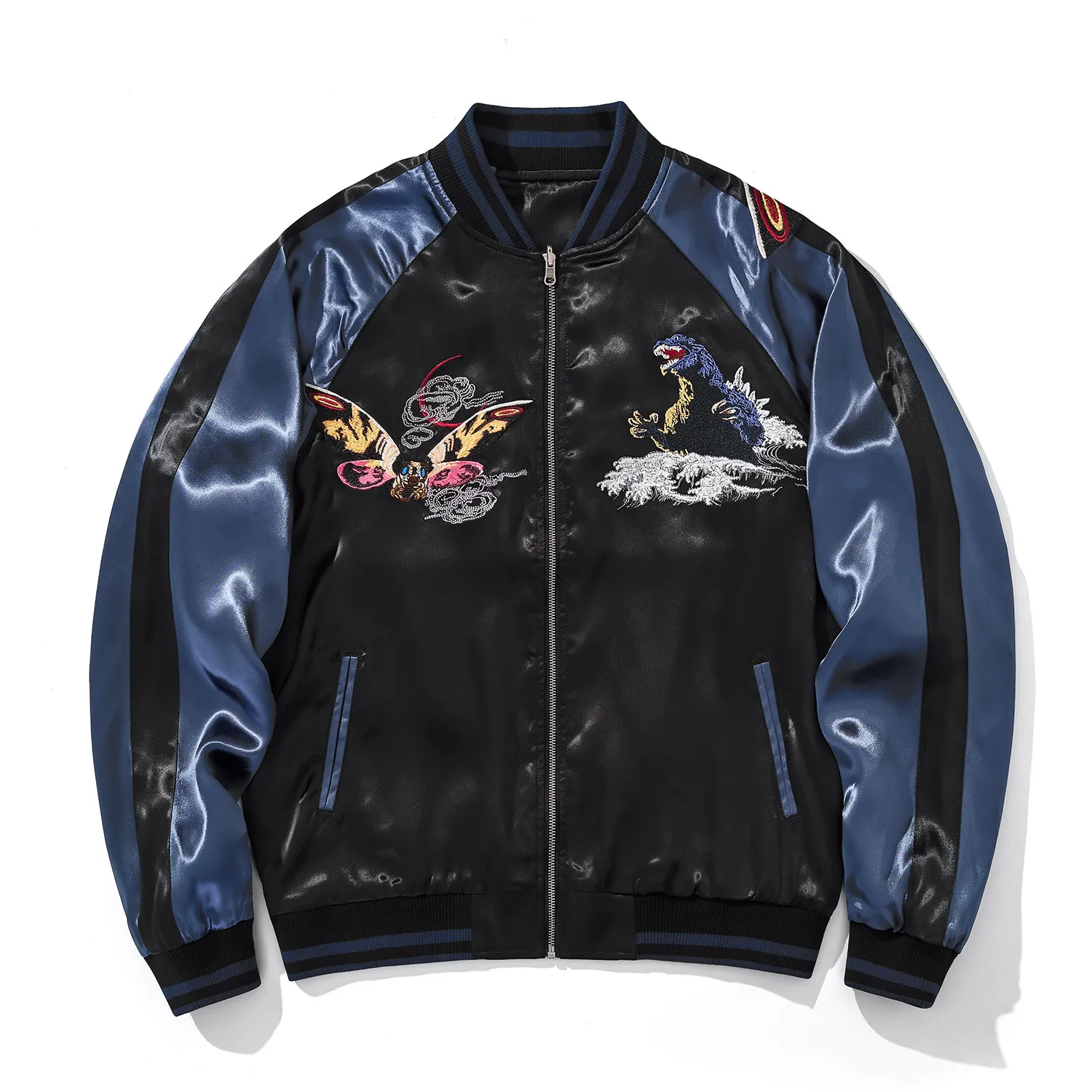 Asian Japanese Sukajan Style Embroidered Souvenir Jacket Outerwear Coat Version of Yokosuka Machine Embroidery for Couples