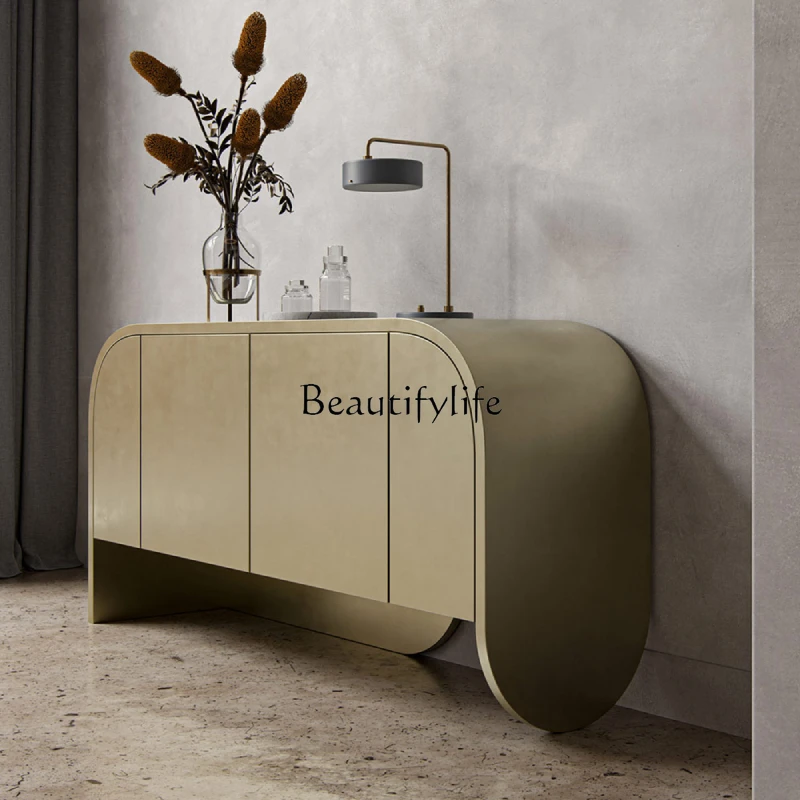 Italian Entrance Cabinet Restaurant Circular Arc Sideboard Cabinet Personalized Creative Guest Hall Side Golden Cabinet