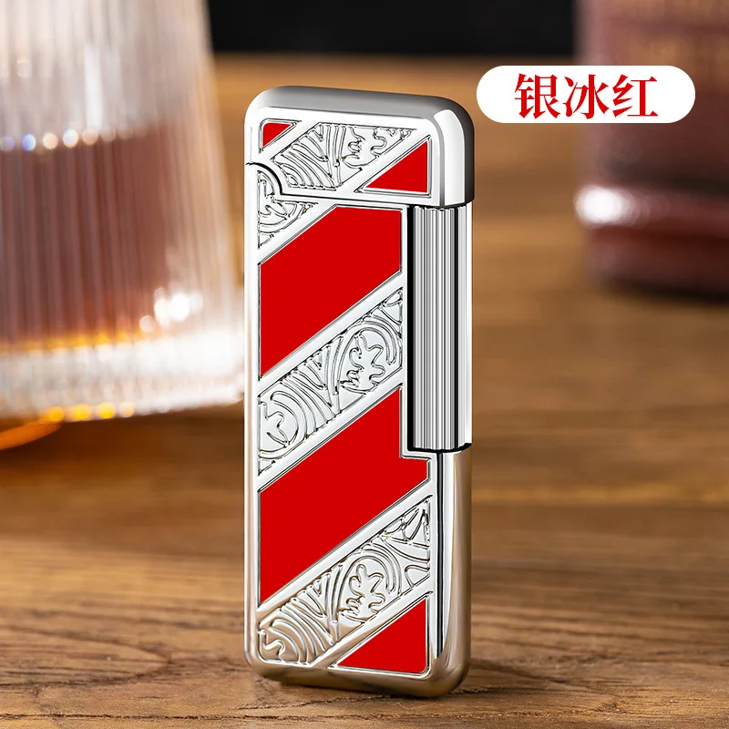 New HOT Personalized Grinding Wheel Side Slide Open Flame Butane Gas Lighter Luxury Metal Cigar Lighter Men Women High-End Gifts