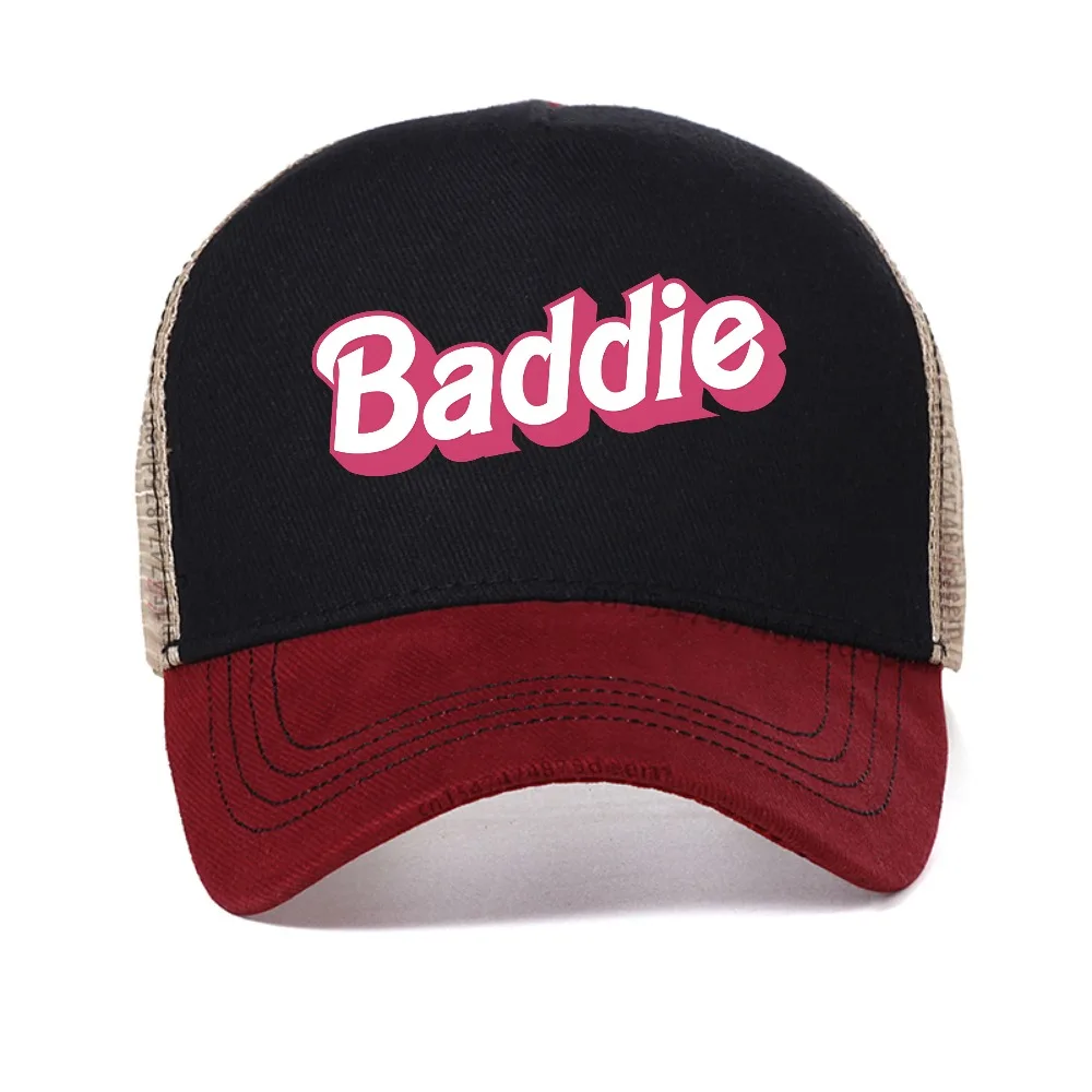 

Baddie letter print baseball cap Vintage Style fashion casual snapback hat outdoor Breathable sun caps mesh Trucker hats