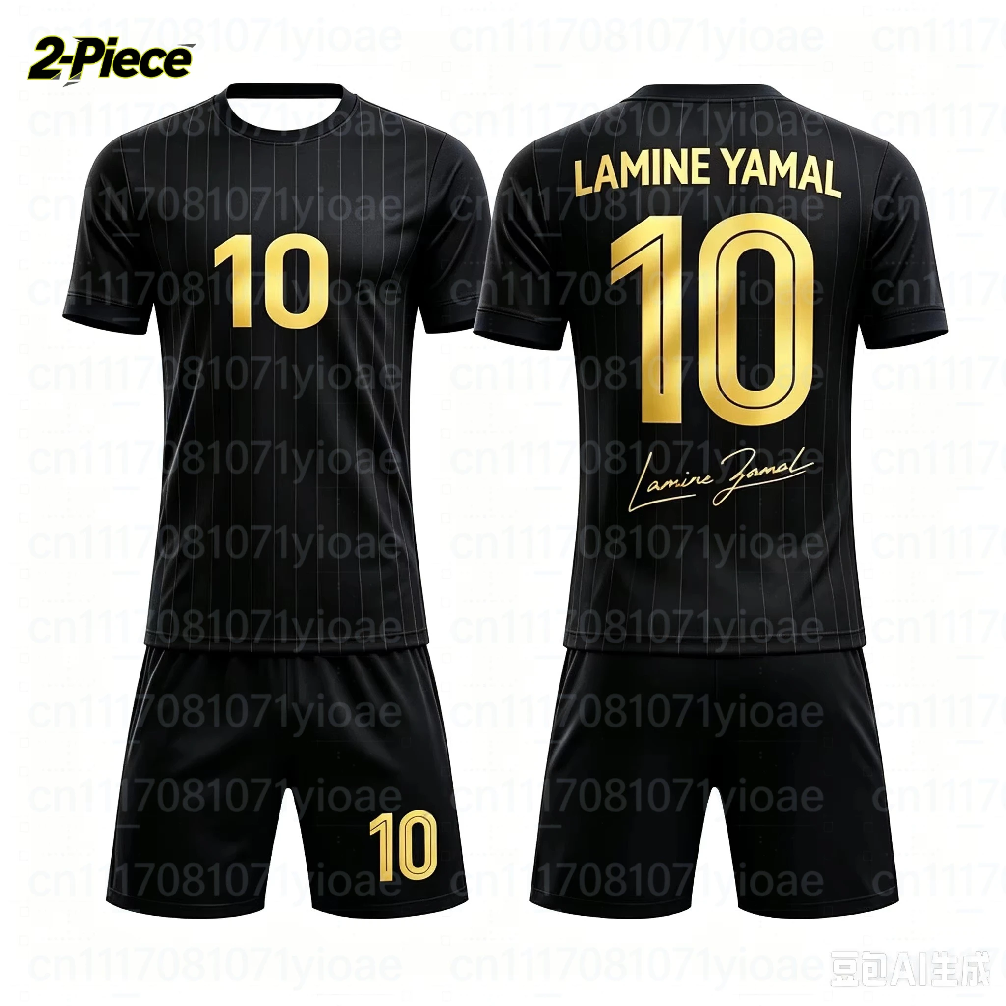 2-teiliges Set Yamal # 10er-Set Gestreifte Fußballtrikots für die Familie, atmungsaktives Spezial-Set für Erwachsene und Kinder – Detail 8