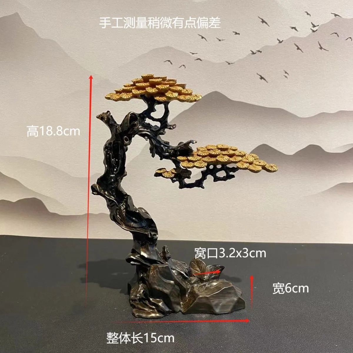 Creative Pine Solid Wood Character Resin Stone Base Decoration High Density Chinese Style