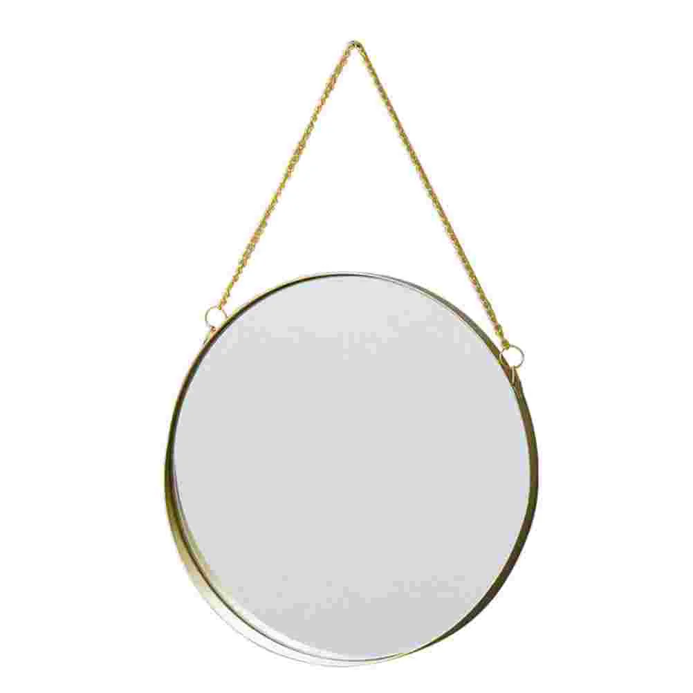 Decor Wall Mounted Vanity Mirror Metal Punch-free Decorate Golden Round