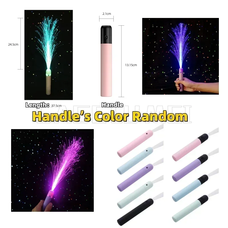 LED Fiber Optic Wands Glow Sticks Flashing Concerts Rave Colorful Flashing Concert with Strap LED Light Up Show Atmosphere Props