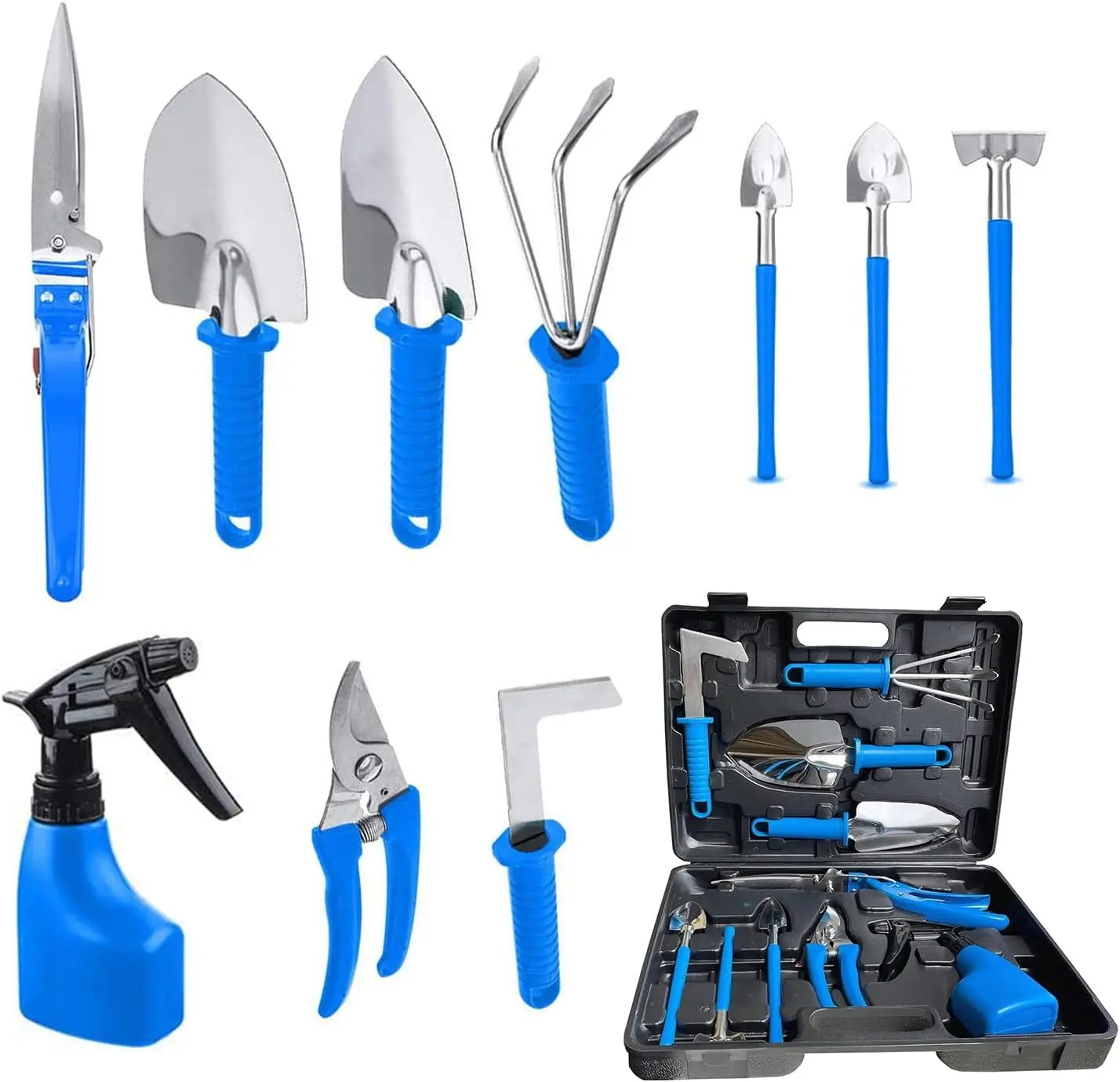 Superplay Garden Tools Set, 10 Pieces Stainless Steel Heavy Duty Gardening Tools Kit With Toolbox, Garden Hand Tools For