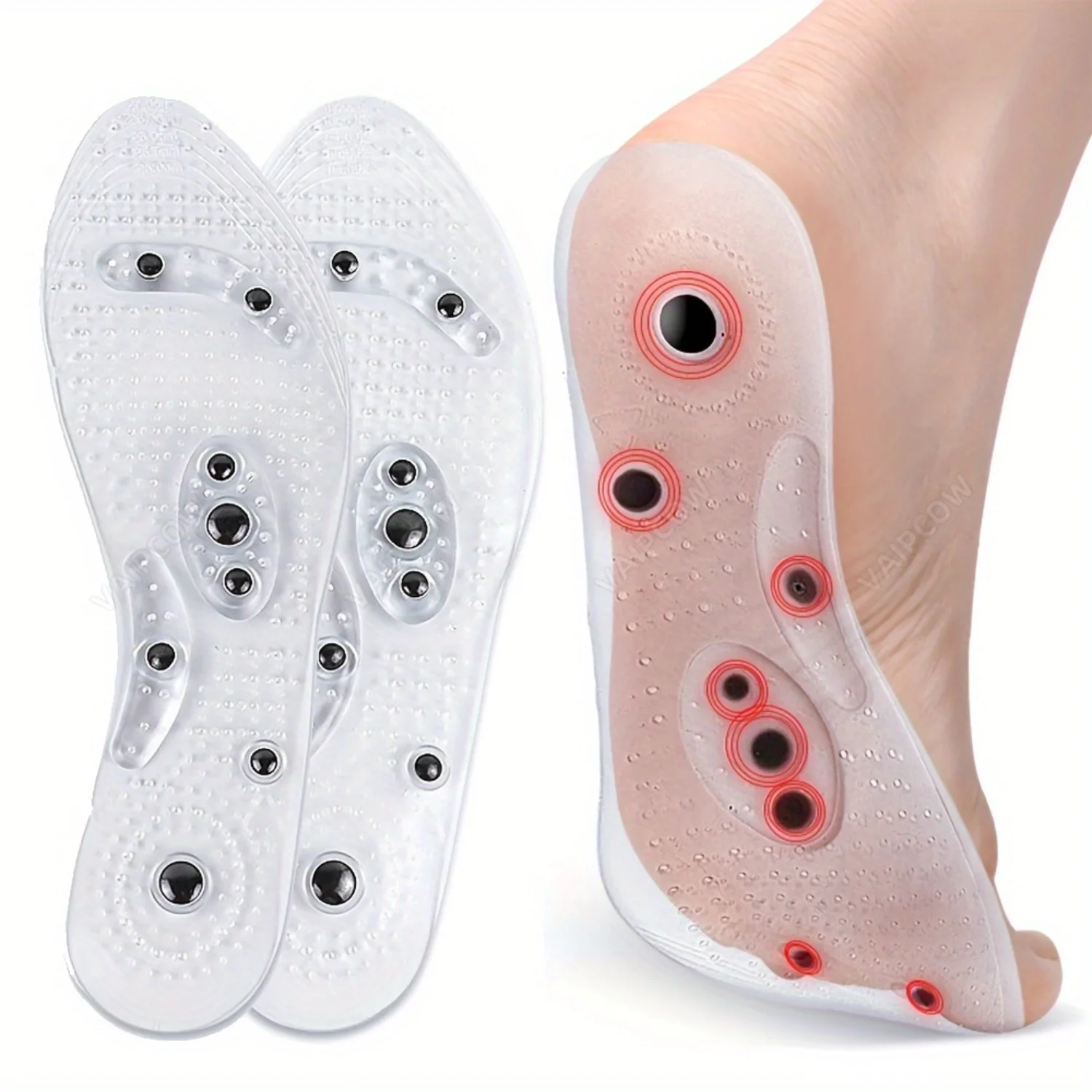 

1pair Silicone Acupressure Massage Insoles For Men (28.5cm/11.22in) & Women (27cm/10.63in), Adjustable Foot Shoe Inserts, Foot