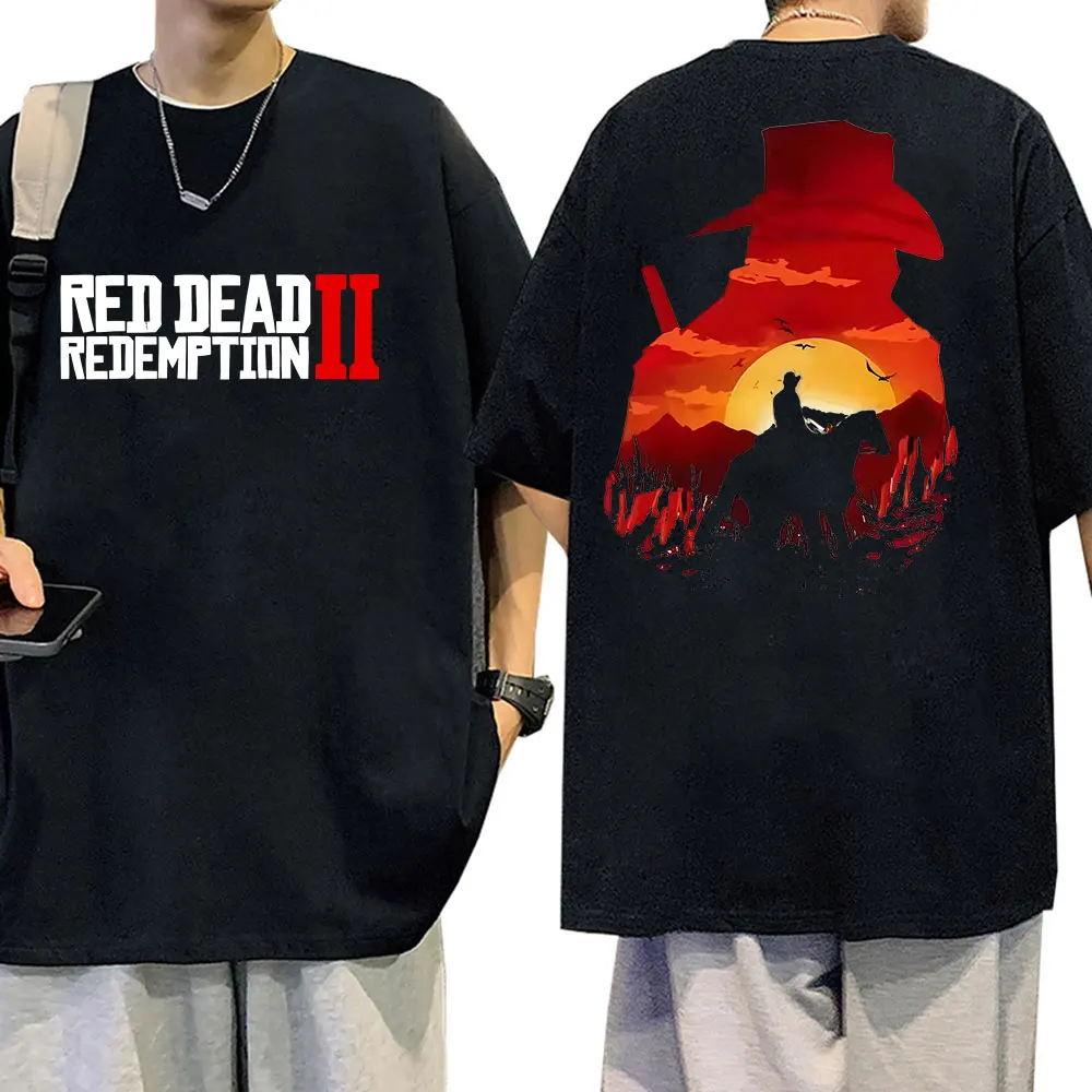 T-shirt à manches courtes pour homme, style gothique, pur, toutes saisons, pour couple, Red Dead Redemption 2, Arthur Morgan, graphique de joueur de jeu