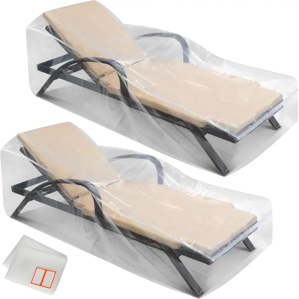 2-Pack Heavy-Duty Clear Plastic Outdoor Furniture Covers - Waterproof for Patio Chairs, 84 x 32 x 32