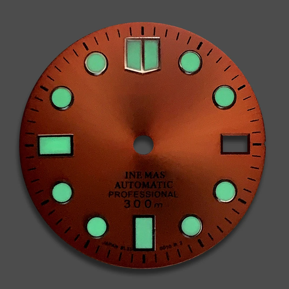 28.5mm S Logo Enamel Dial Suitable For NH35 Japanese Movement Green Luminous Sunray High Quality Watches Modified Accessories