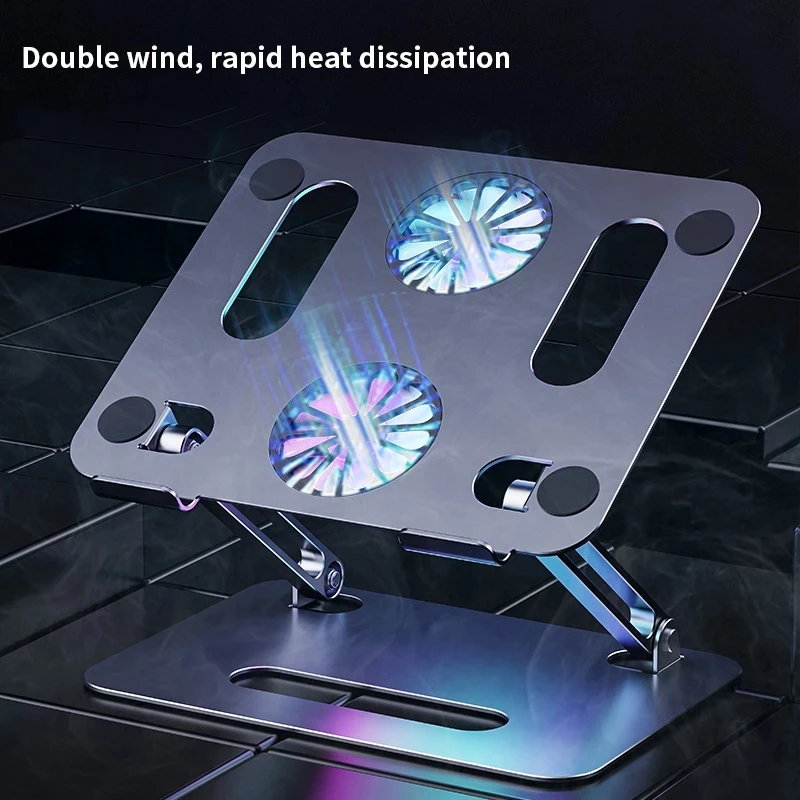 7-17 inch Laptop Stand Aluminum Holder for Laptop Notebook PC Computer Ergonomic Bracket Cooling Fan Stand Heat Dissipation