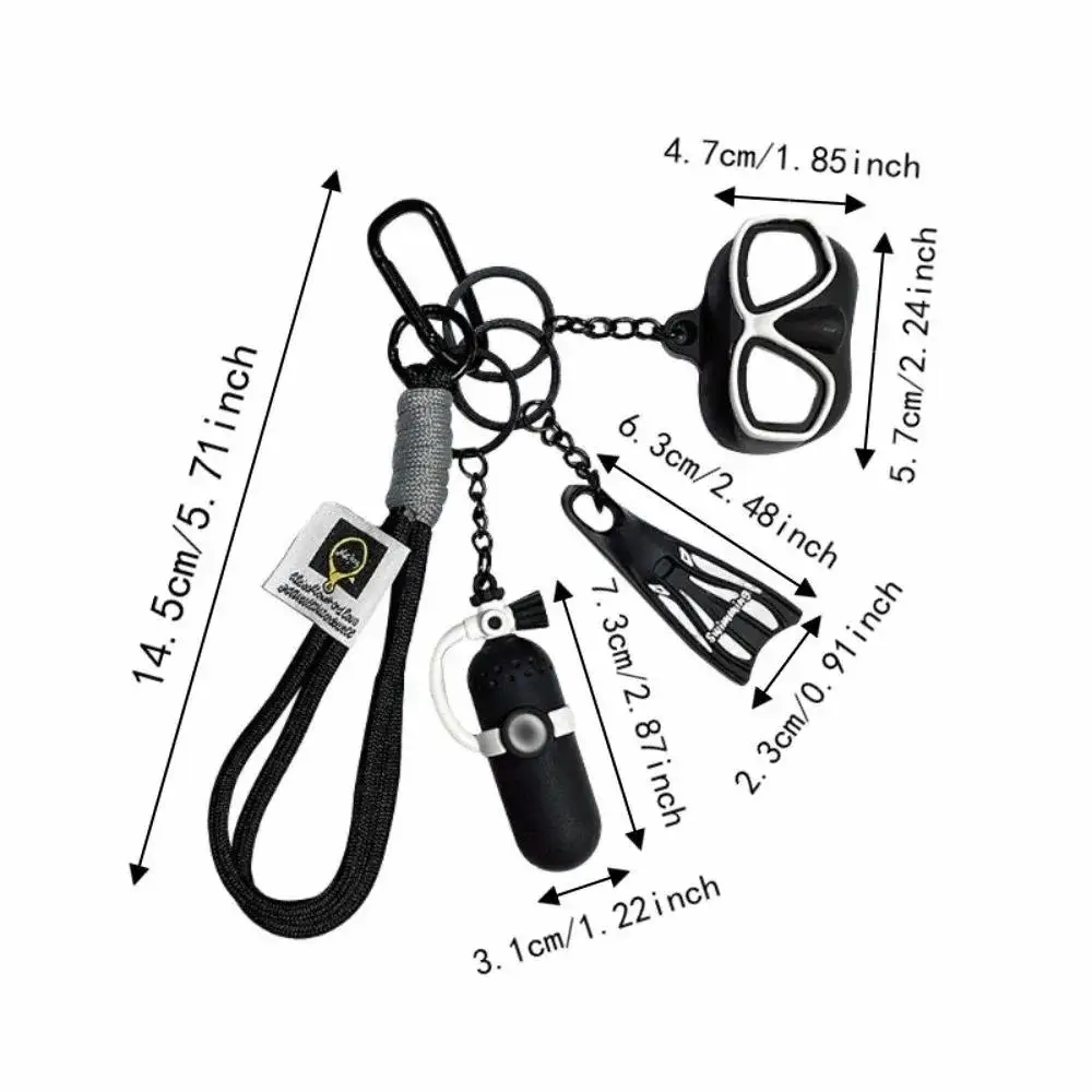 Creative Scuba Diving Keychain Mini Oxygen Tank Goggles Mask Fins Pendant Car Key Ring Bag Charm Diver Gift Accessories view 6
