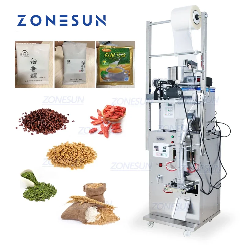 

ZONESUN Automatic Powder Granule Filling Sealing Machine Almond Nuts Filler Packaging Machinery Sachet Tea Bag Sealer ZS-GZ5200