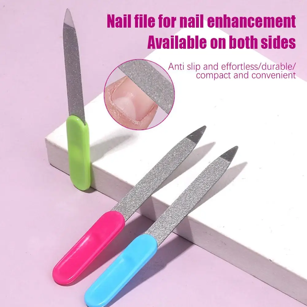 1pc Nail Art Metal Files Plastic Handle Double Sided Tool Nail File Files Pedicure Acrylic DIY Manicure Nail Pro Polish Gel L8U6