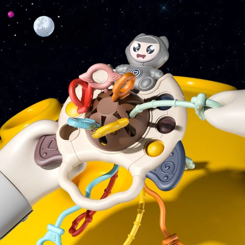 Mainan gigi pendidikan dini Mainan tali tarik bayi mengembangkan astronot mainan sensor Montessori kognitif hewan harimau 1-3 tahun