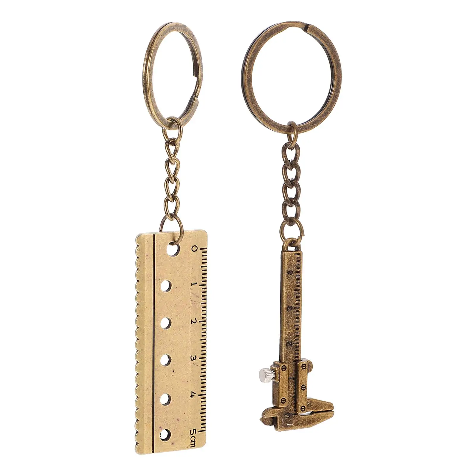 2 Pcs Caliper Keychain Mini Vernier Ruler Pendant Key Ring Tool High Precision Measurement Portable Party Favors Stylish Metal