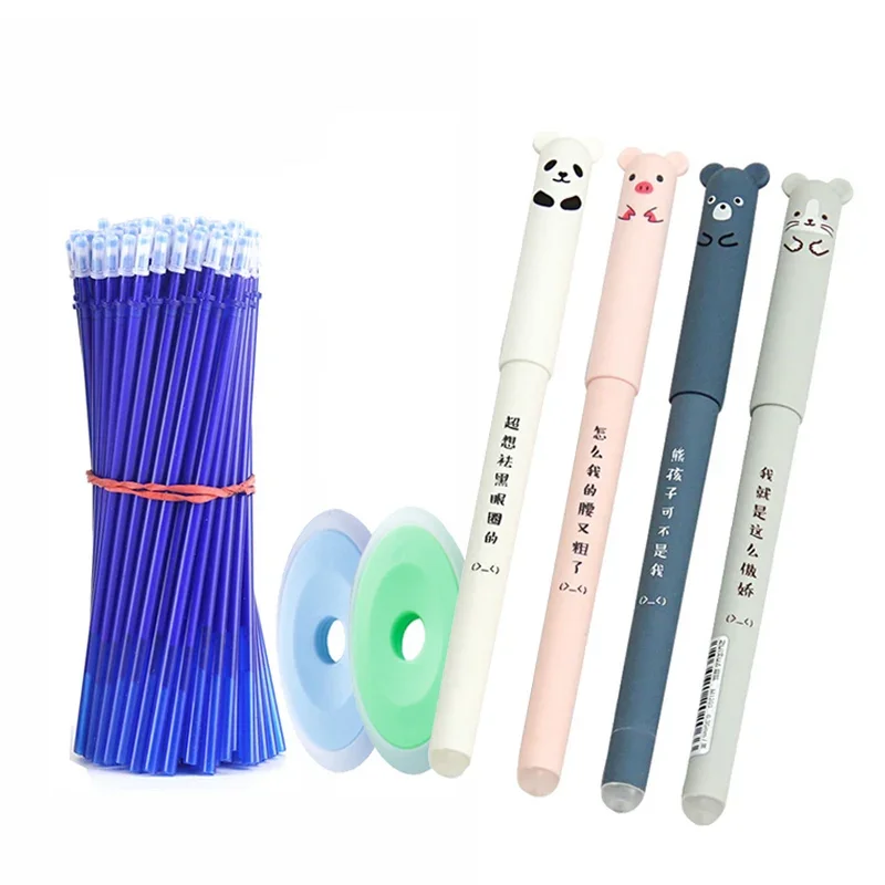 26 pcs/set Animals Panda Erasable Gel Pen 0.5mm Erasable Pen Refills Rods Washable Handle School Office Supplies Stationery