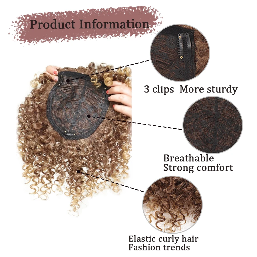 Synthetic Afro Curly Kinky Hair Toppers Short Toupee Hairpiece Clip In Hair Extensions For Women Increase Hair Volume Party Gath