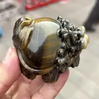 Natural Quartz Yellow Tiger Eye Stone Pixiu Carving Fengshui Healing Sculpture for Home Decorative Gift 2