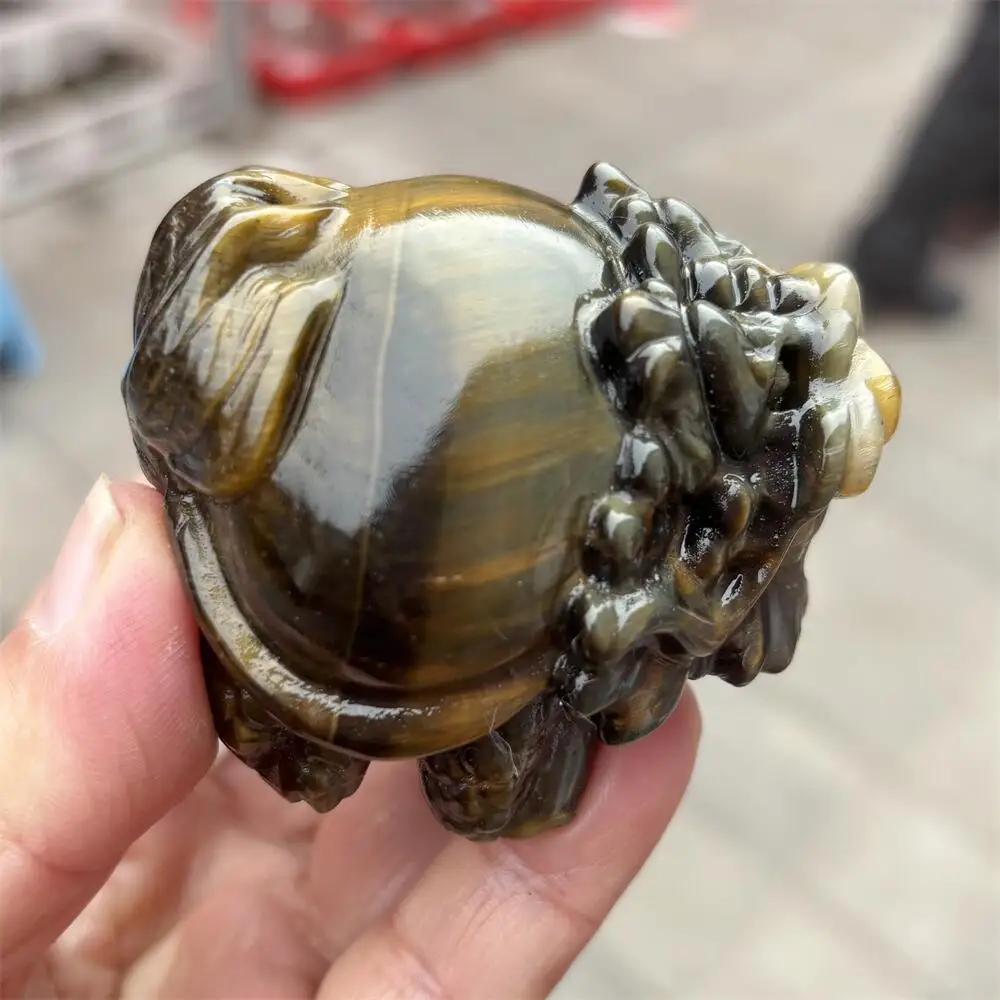Natural Quartz Yellow Tiger Eye Stone Pixiu Carving Fengshui Healing Sculpture for Home Decorative Gift