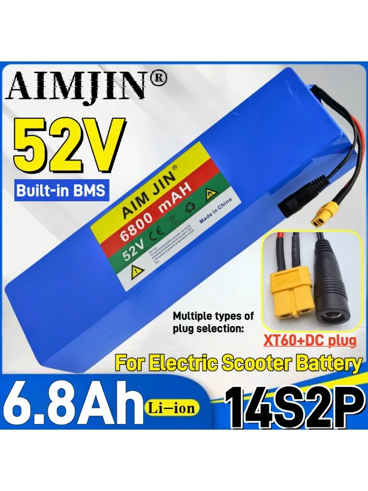 AliExpress aimjin 14S2P 52V 6800mAH Lithium ion Battery Pack 1500W High Power for Bicycle Scooter Motorcycle Built in BMS+58.8V2A charger