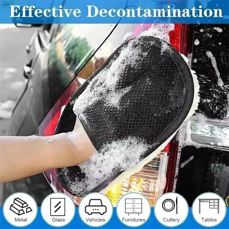 1-10Pcs Car Cleaning Sponge Gloves Skincare Cleaning Microfiber Washing Car Kitchen Cleaning Wool Gloves Care Car Washing Tool