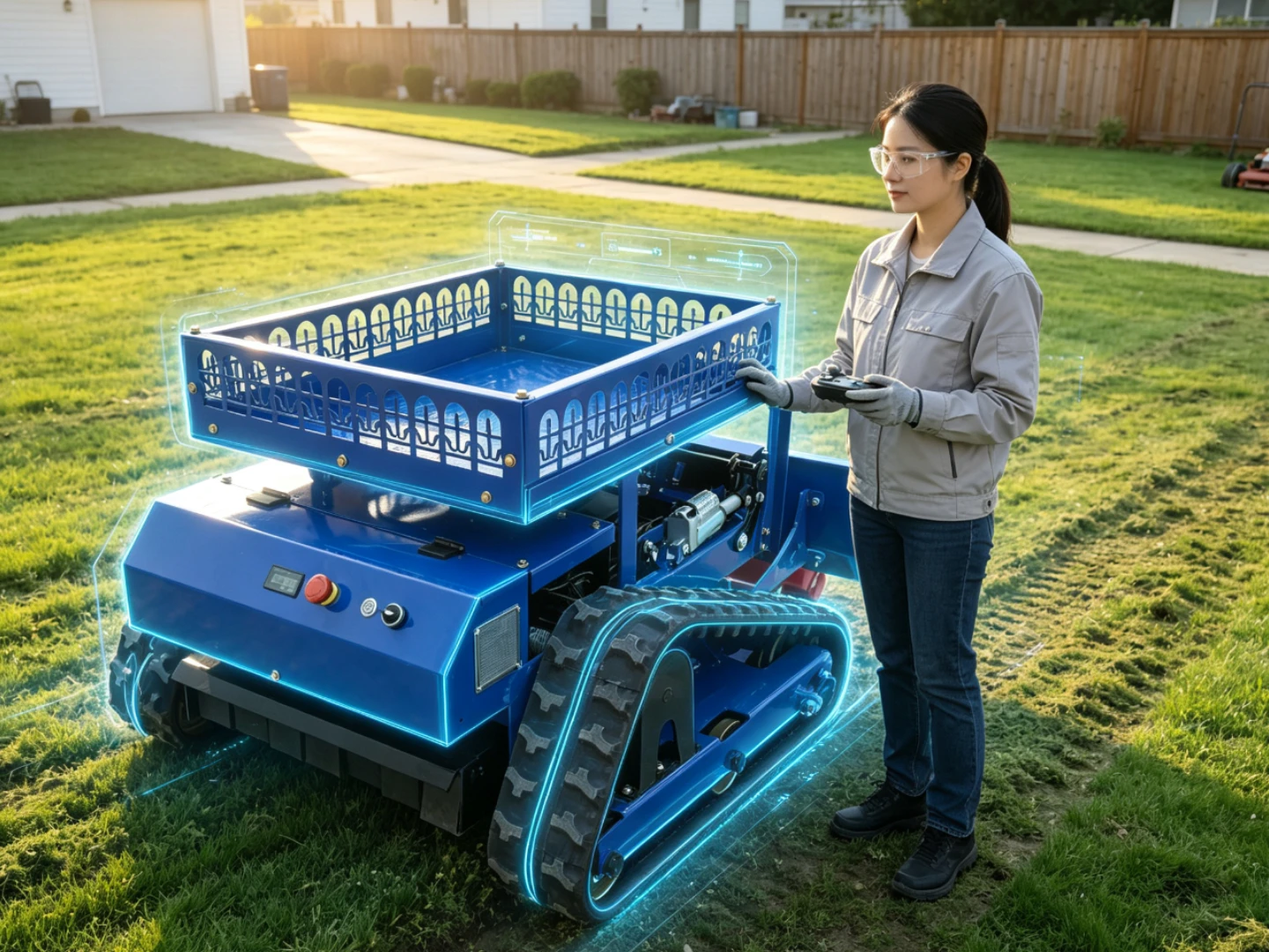 Customized lawn mower remote control system, tracked family specific weeding machine, easy and fast operation for weeding