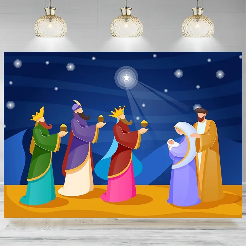 Epiphany Three Kings Backdrop Nativity Birth of Jesus Holy Night Bethlehem Star Desert Photographic Background Epiphany Banner