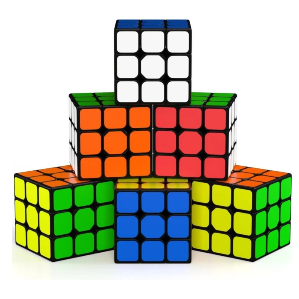 Qiyi Full Size 3X3X3 Speed Kubus 6 Pack Magic Cube Puzzel Party Speelgoed Snelheid Kubus Stickerless Magic Kubus Puzzel Kubussen Speelgoed Cadeau