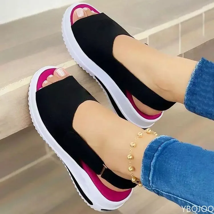 2023Women Shoes Summer Breathable Wedges Sneakers Shoes Women Plus Size Shoes Women Trainers Flat Vulcanize Shoes Sport Sandals