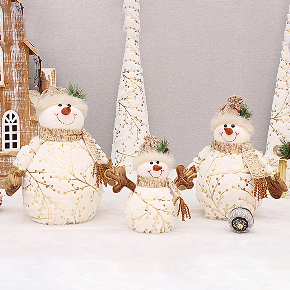 Poupées de noël grande taille 26-60CM, 1 pièce, décoration courte en peluche imprimée, bonhomme de neige du père noël, ornements d'arbre de noël pour la maison Ho