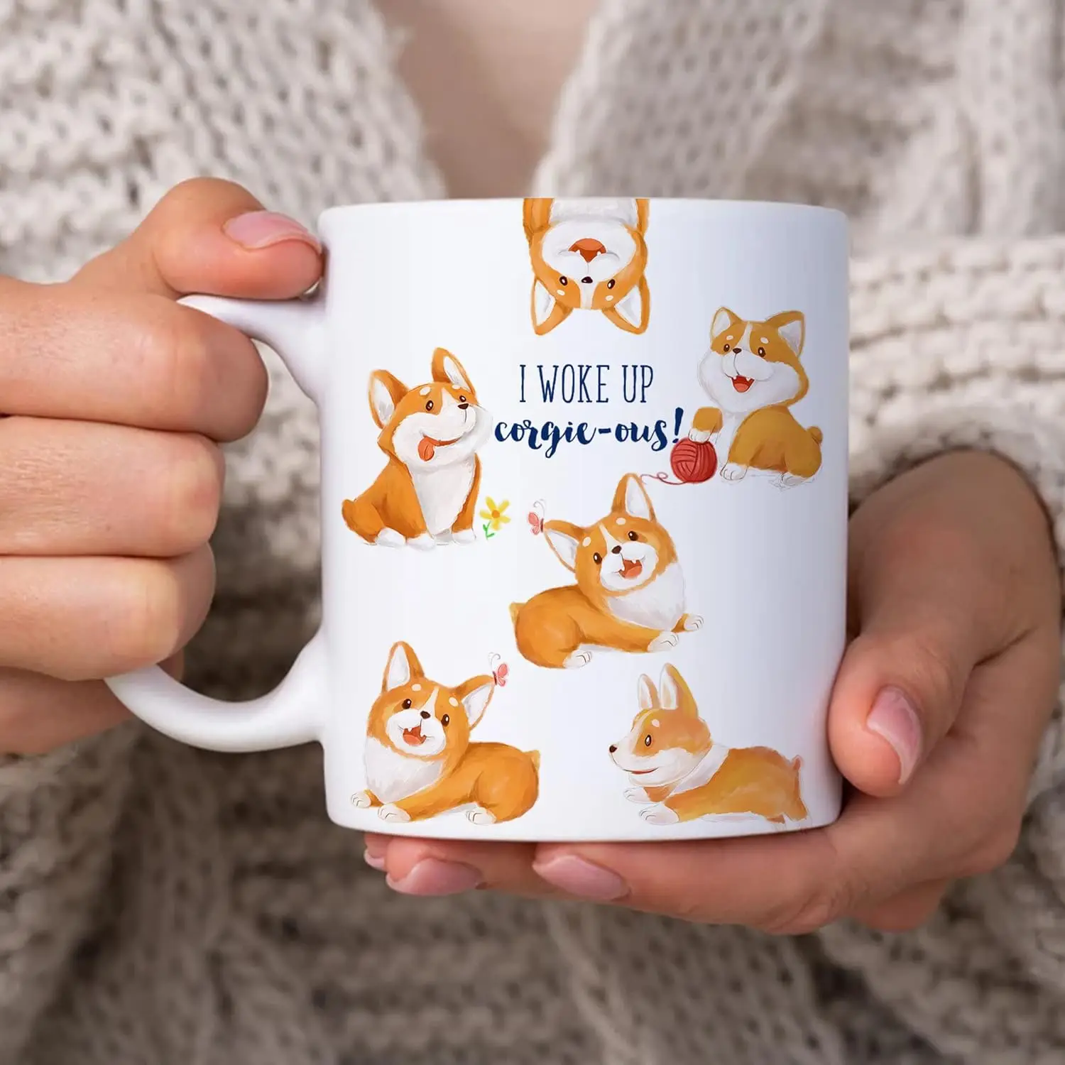 11oz White Ceramic Coffee Tea Mug, Gifts For Pet Lovers, Dog Lovers, Dog Moms, Dog Dads, Corgi Lovers, On Birthday, Holiday