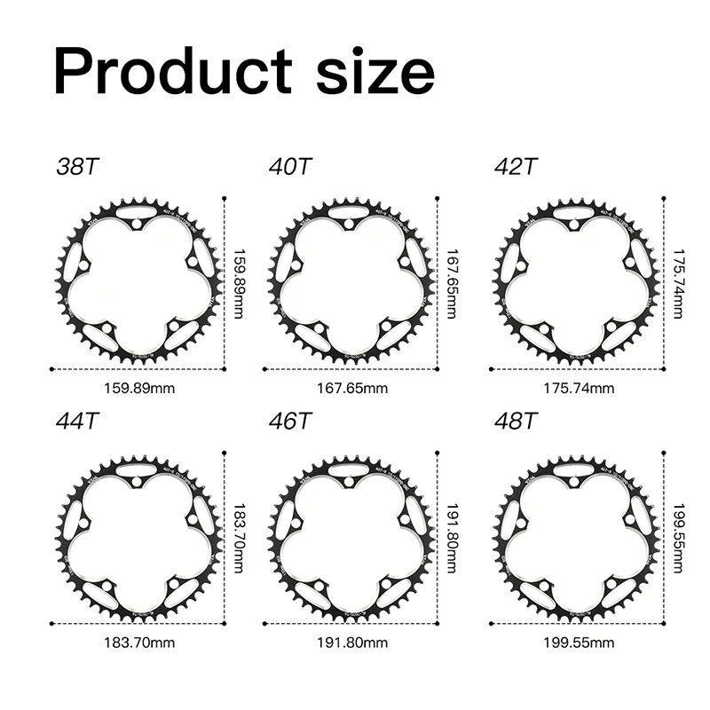 Wide Narrow Chain Bicycle 130BCD Sprocket 38T/40T/42T/44T/46/48/50/52 54/56T/58T Professional Racing Car Is Designed For Shimano