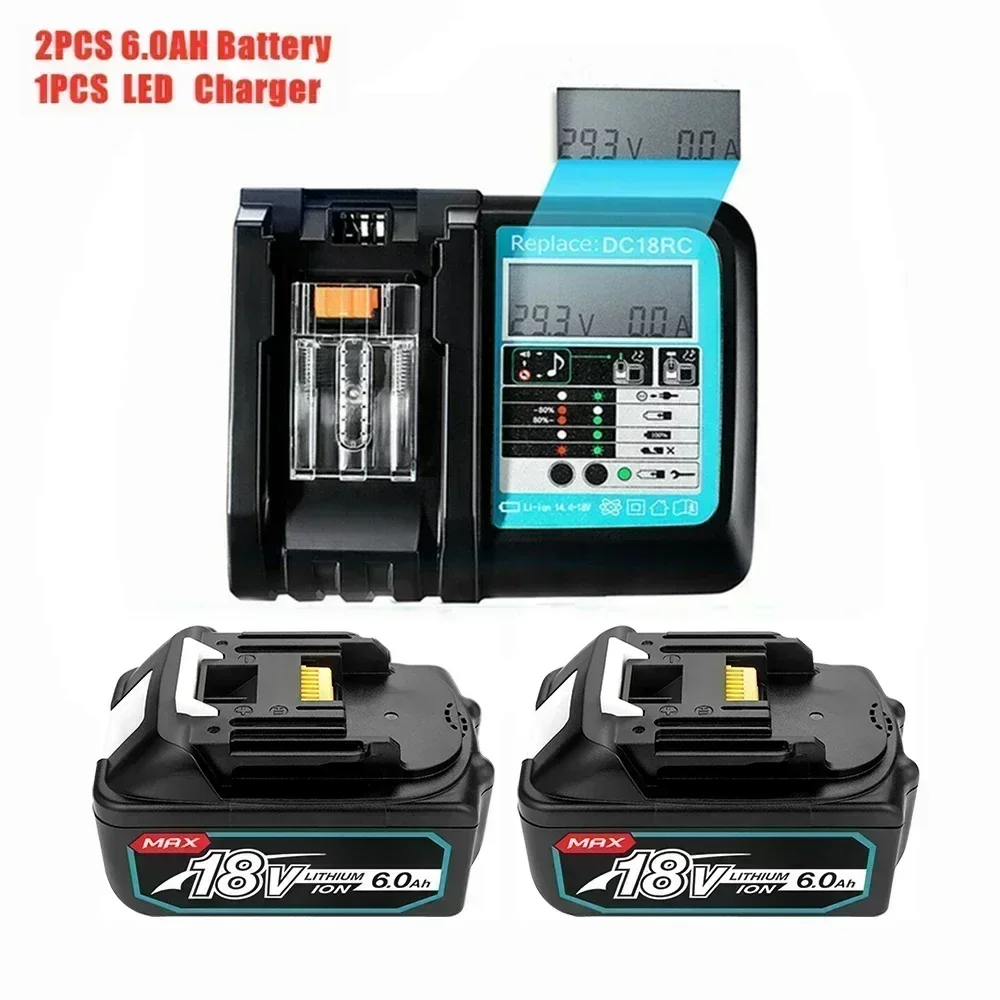 YE Makita 18V 6.0 8.0Ah Rechargeable Battery For Makita Power Tools with LED Li-ion Replacement LXT BL1860 1850 volt 6000mAh