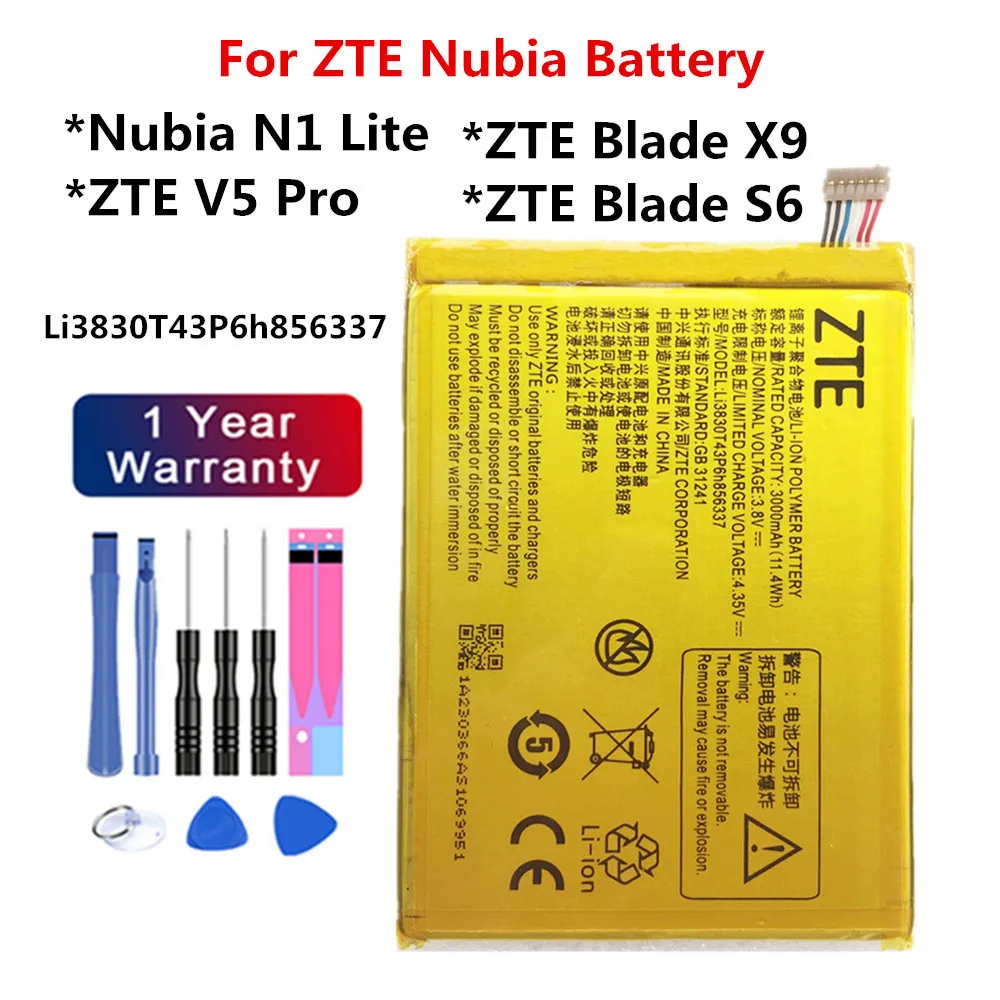 Li3830T43P6h856337 Battery For ZTE Nubia N1 Lite NX597J VF995 Blade X9 S6 A711 V580 S6 Lux Q7 G719C V5 Pro N939ST N939SC N939SD