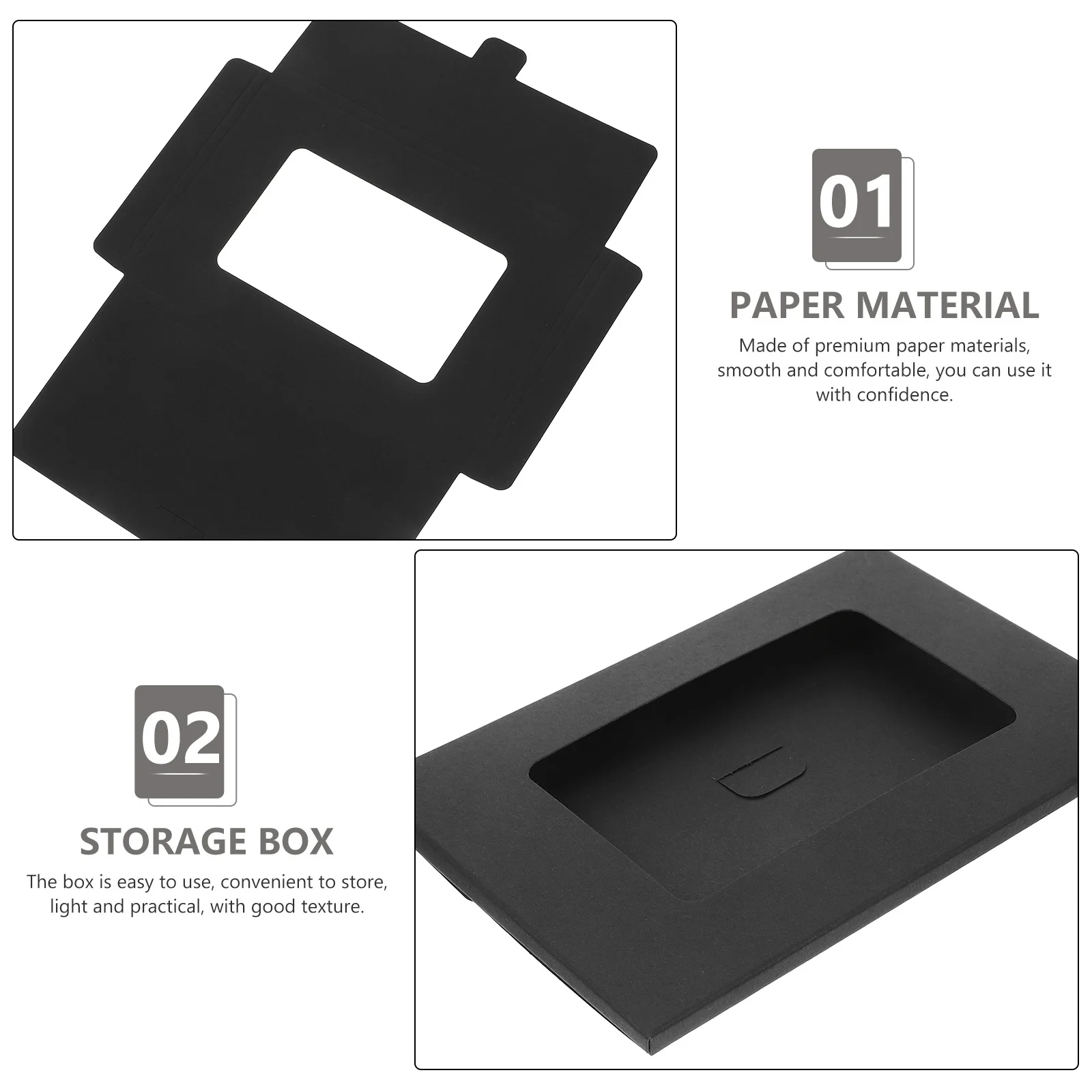 30 قطعة مغلفات نافذة كاملة الوجه إطارات صور من الورق المقوى الأسود لتقوم بها بنفسك إطارات صور حرفية لمعرض رسائل الصور البطاقات البريدية #2