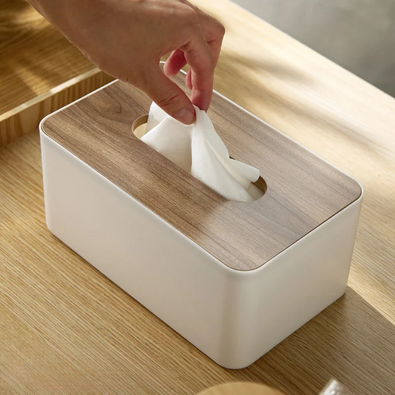 Wooden Tissue Holder Household Paper Towel Storage Box Removable Tissue  Boxes for Home Office