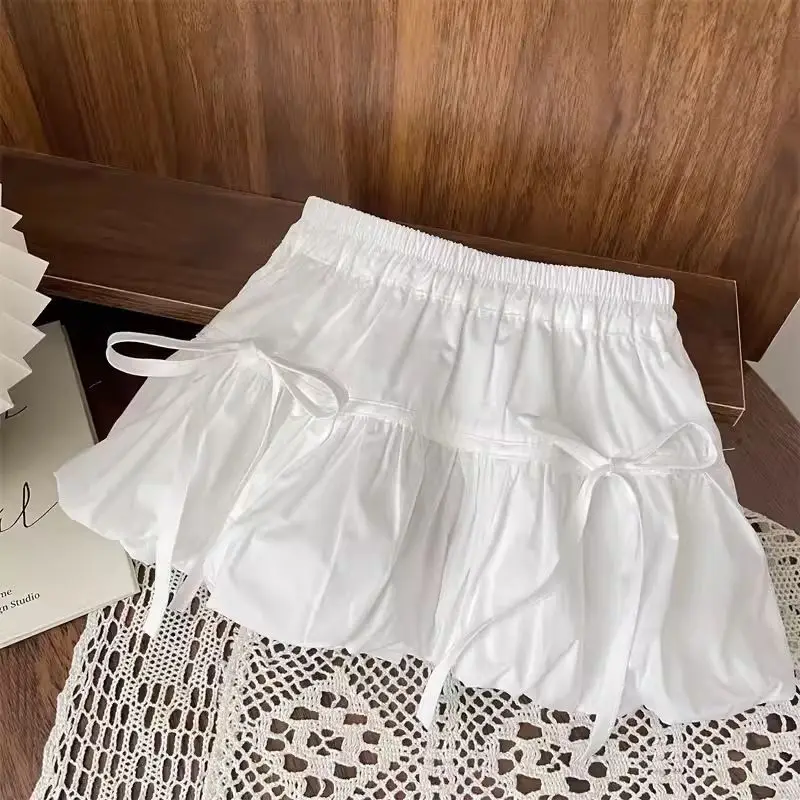 

Girl's Flower Bud Half Body Skirt 2025 Summer New Trendy Children's Sweet and Cute Bow Short Skirt