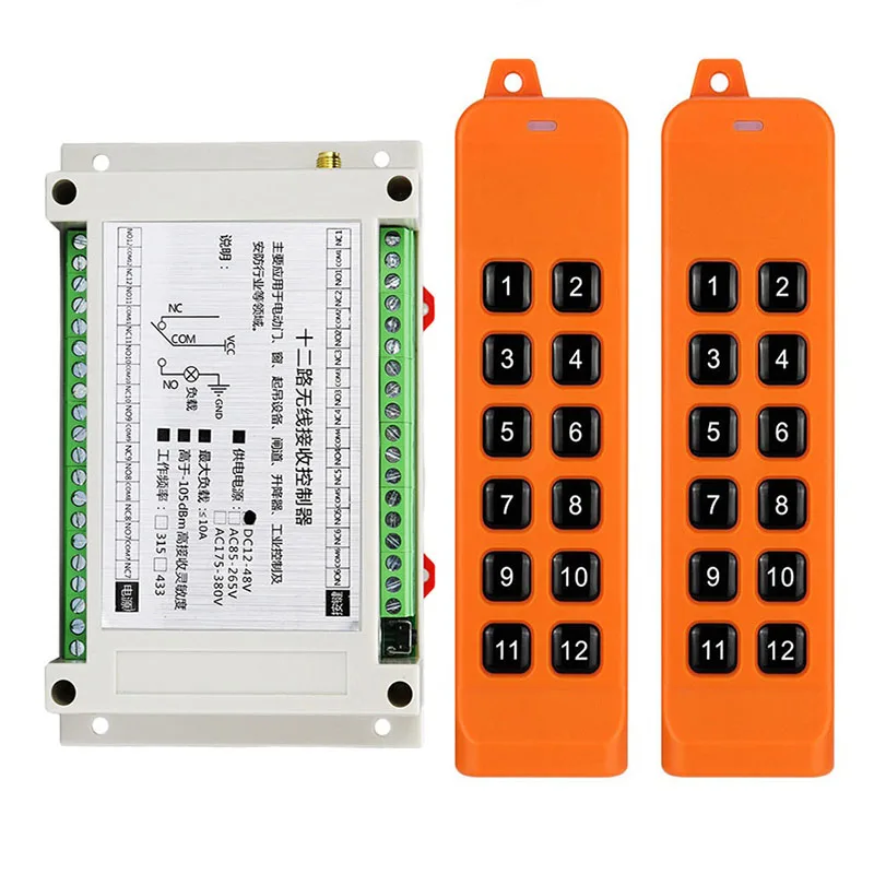 

2000m DC12V 24V 36V 48V 12CH Radio Controller RF Wireless Remote Control Overhead travelling crane System Receiver 868Mhz Remote