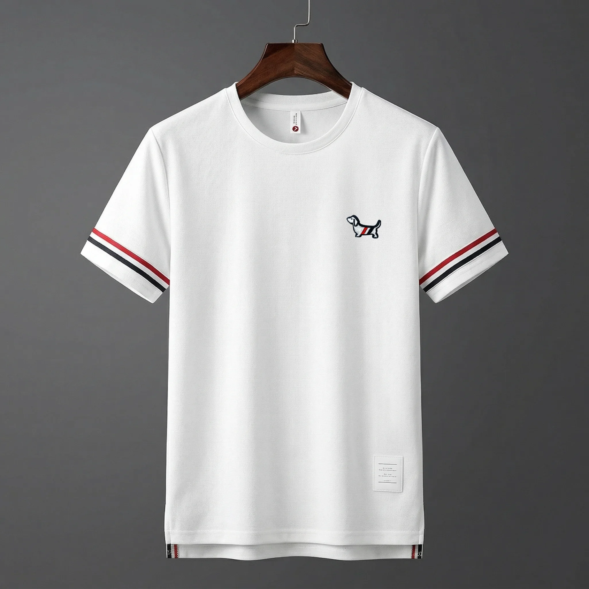 men's summer luxury high quality t-shirt round neck brand embroidery dog short sleeves tops leisure trend ventilate men swear