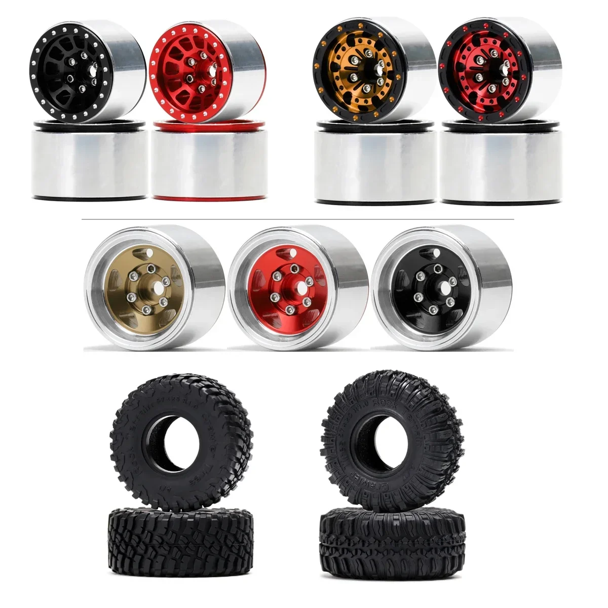 

NEW ENRON CNC Aluminum Beadlock Wheel Rim Tires 1 in for RC 1/18 1/24 Crawler Car Axial SCX24 FCX24 Enduro24 mini/micro crawler