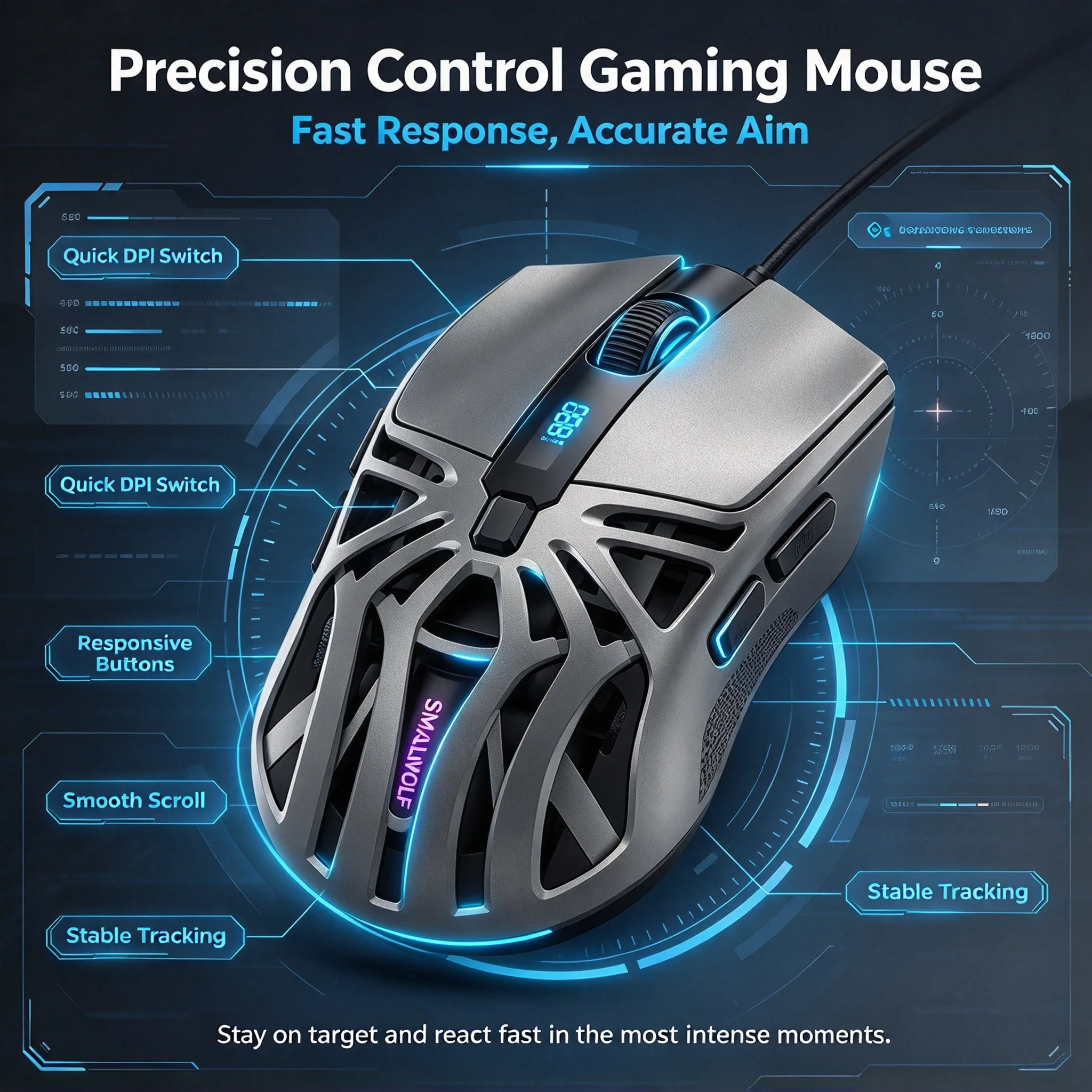 2.4G Bluetooth Wireless Tri-Mode Mechanical Feel Gaming Mouse 10000DPI Adjustable Ergonomic Rechargeable Mouse For PC Computer