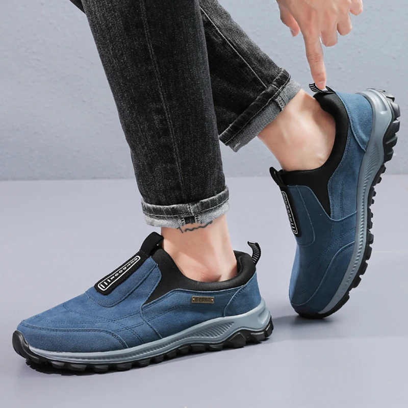 New Outdoor Hiking Shoes Men Sneakers Slip on Casual Men Shoes Breathable Suede Leather Shoe Anti-skid Walking Shoes Man