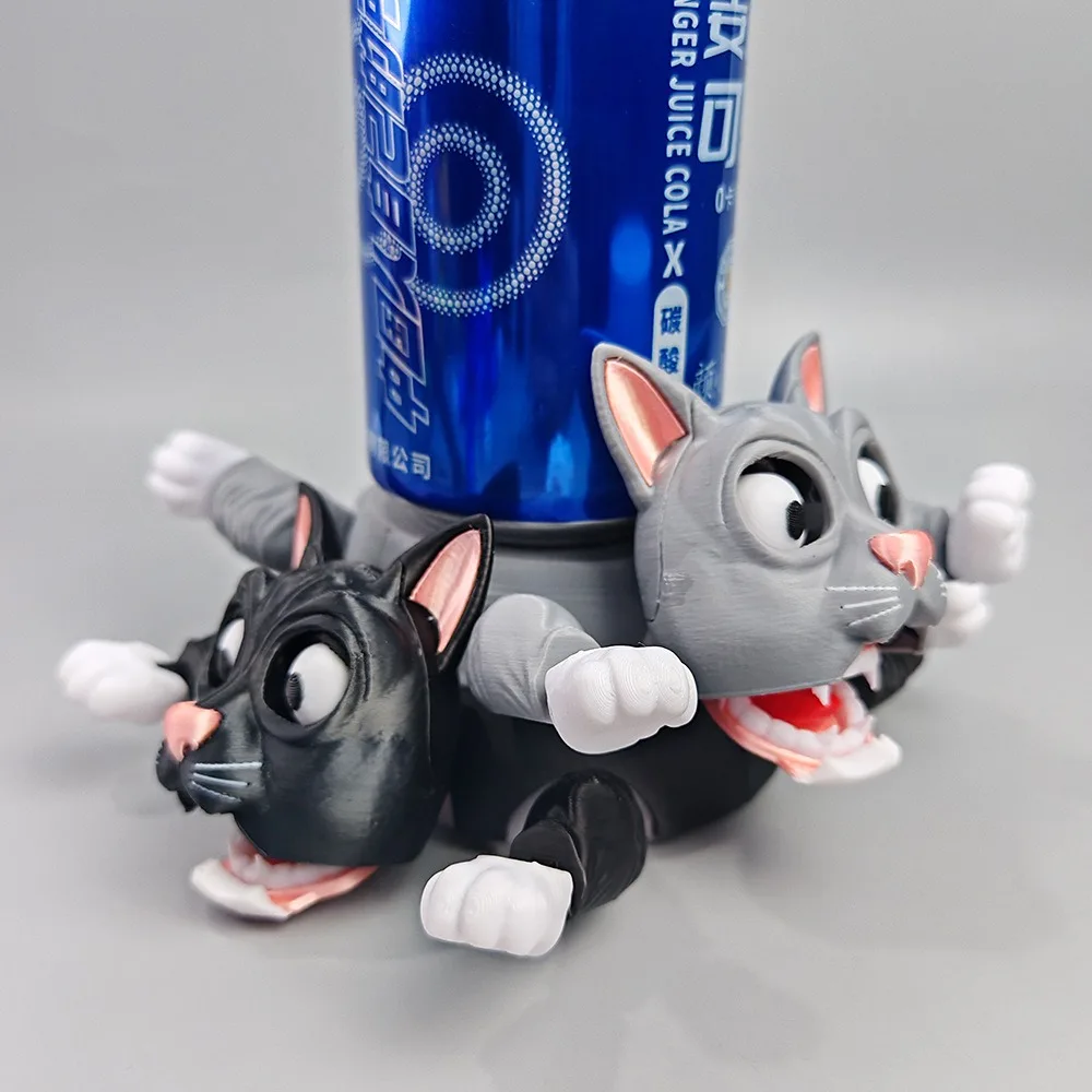 

​3D Printed Cat Coaster Funny Interactive with Moving Limbs Heat Resistant Cup Holder for Office Home Desk Decoration Gift​